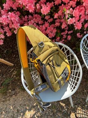 White  River fly fishing    Multi tackle bag Yellow Sling Pack nwot